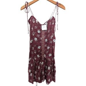 SKYLAR + MADISON Corset Dress Size Small Maroon Ivory Floral
